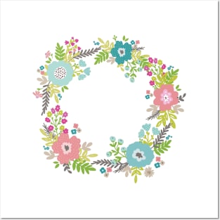 Floral fresh spring wreath Posters and Art